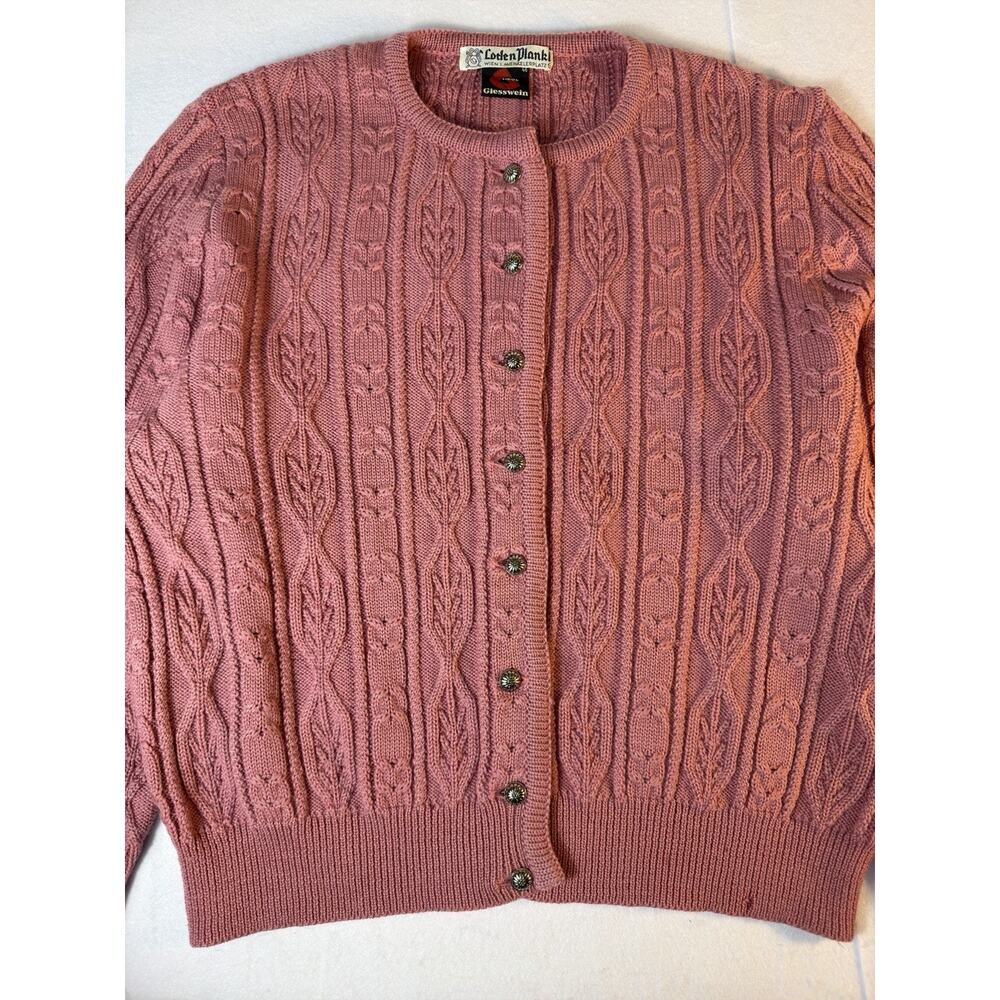 Giesswein Loden Plankl Wool Cardigan Austria Pink Cable Knit Womens L